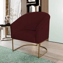 Poltrona Decorativa Luana Base Ferro Dourada Suede - Twdecora