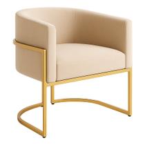 Poltrona Decorativa Luana Boucle Com Pés De Ferro Dourado - 7 Decor