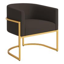 Poltrona Decorativa Luana Boucle Com Pés De Ferro Dourado - 7 Decor