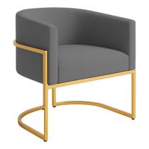 Poltrona Decorativa Luana Boucle Com Pés De Ferro Dourado - 7 Decor