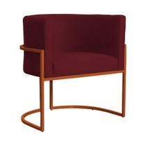 Poltrona Decorativa Luana Suede Bordo Base Bronze - FM Poltrona Decorativa Luana Suede Bordo Base Bronze - FM