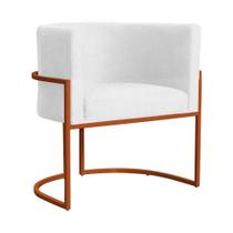 Poltrona Decorativa Luana Suede Branco Base Bronze - FM Poltrona Decorativa Luana Suede Branco Base Bronze - FM