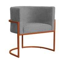 Poltrona Decorativa Luana Suede Cinza Base Bronze - FM