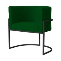 Poltrona Decorativa Luana Suede Verde Base Preta Ms Decor