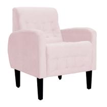 Poltrona Decorativa Luiza Suede Rosa Bebê Pés Madeira Mz Decor