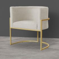 Poltrona Decorativa Luna Base Dourada