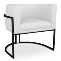 Poltrona Decorativa Luna Com Base Fixa Preto material sintético