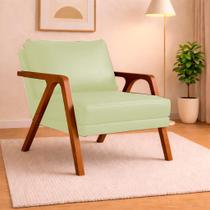 Poltrona Decorativa Luna Luxo Base Madeira Maciça material sintético Bege Poltrona Decorativa Luna Luxo Base Madeira Maciça material sintético Bege