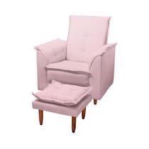 Poltrona Decorativa Luna para Sala de Estar D26 Suede Rosa Bebê Pés Palito Tana Decor Poltrona Decorativa Luna para Sala de Estar D26 Suede Rosa Bebê Pés Palito Tana Decor