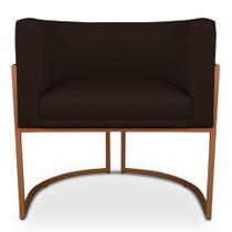 Poltrona Decorativa Luna para Sala Veludo Base em aço Bronze Poltrona Decorativa Luna para Sala Veludo Base em aço Bronze