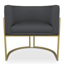 Poltrona Decorativa Luna para Sala Veludo Base em aço Dourado