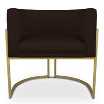 Poltrona Decorativa Luna para Sala Veludo Base em aço Dourado