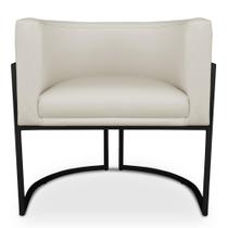 Poltrona Decorativa Luna para Sala Veludo Bege Base em aço Preto