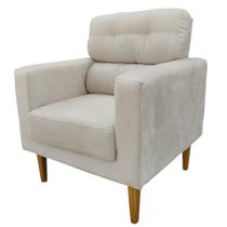 Poltrona Decorativa Luna Sala de Estar Linho Bege Kimi Design