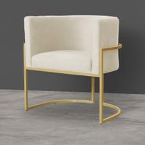 Poltrona Decorativa Luna Veludo Base Dourada