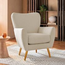 Poltrona Decorativa Luxo Moderna Sala de Estar Recepção Amélia Bouclé