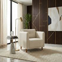 Poltrona Decorativa Luxo Para Sala Escritório Recepção Aviv Tecido Linho Premium