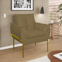 Poltrona Decorativa Luxo Recepção Clínica Estética Dourado