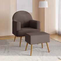 Poltrona Decorativa Luxor c/ Puff em Veludo Just Time