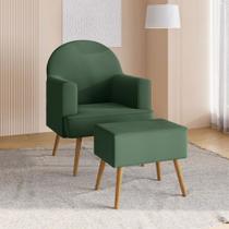 Poltrona Decorativa Luxor c/ Puff em Veludo Just Time Poltrona Decorativa Luxor c/ Puff em Veludo Just Time