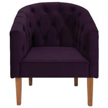 Poltrona Decorativa Madeira Dubai Veludo Roxo AT Moveis