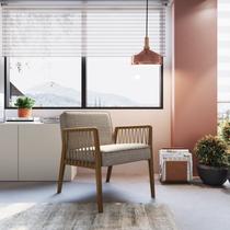 Poltrona Decorativa Madeira Maciça Jequitibá Assento com Persintas Elásticas Arla Cinza Nogueira Tec Algodão Poltrona Decorativa Madeira Maciça Jequitibá Assento com Persintas Elásticas Arla Cinza Nogueira Tec Algodão