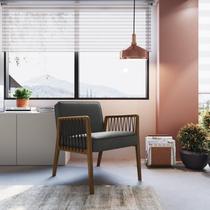 Poltrona Decorativa Madeira Maciça Jequitibá Assento com Persintas Elásticas Arla Preto Nogueira Tec Algodão Poltrona Decorativa Madeira Maciça Jequitibá Assento com Persintas Elásticas Arla Preto Nogueira Tec Algodão