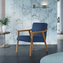 Poltrona Decorativa Madeira Maciça Jequitibá Assento com Persintas Elásticas e Algodão Flavia