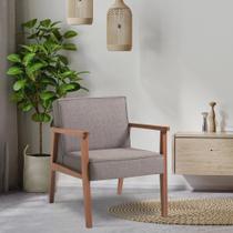 Poltrona Decorativa Madeira Maciça Jequitibá Assento com Persintas Elásticas e Algodão Julia