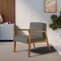 Poltrona Decorativa Madeira Maciça Jequitibá Assento com Persintas Elásticas e Algodão Julia