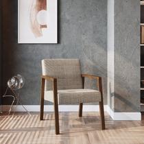 Poltrona Decorativa Madeira Maciça Jequitibá Assento com Persintas Slim Bege/Marrom