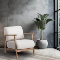 Poltrona Decorativa Madeira Maciça Jequitibá Tecido Algodão Toscana