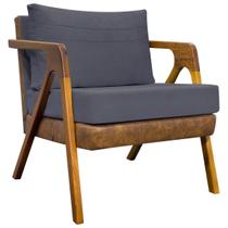 Poltrona Decorativa Maia para Sala material sintético e Linho Cores