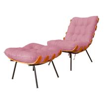 Poltrona Decorativa mais Puff Costela belo tok - Suede Rose