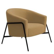 Poltrona Decorativa Maitê Base Aço Preto Bouclé Camel - Nexta Casa Poltrona Decorativa Maitê Base Aço Preto Bouclé Camel - Nexta Casa