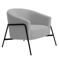 Poltrona Decorativa Maitê Base Aço Preto Bouclé Cinza Claro - Nexta Casa Poltrona Decorativa Maitê Base Aço Preto Bouclé Cinza Claro - Nexta Casa
