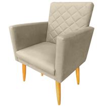 Poltrona Decorativa Maitê Matelassê Suede Bege Pés Madeira Ms Decor Poltrona Decorativa Maitê Matelassê Suede Bege Pés Madeira Ms Decor