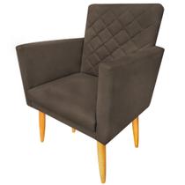 Poltrona Decorativa Maitê Matelassê Suede Marrom Pés Madeira Ms Decor Poltrona Decorativa Maitê Matelassê Suede Marrom Pés Madeira Ms Decor