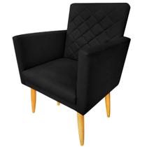 Poltrona Decorativa Maitê Matelassê Suede Preto Pés Madeira Ms Decor Poltrona Decorativa Maitê Matelassê Suede Preto Pés Madeira Ms Decor
