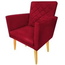 Poltrona Decorativa Maitê Matelassê Suede Vermelho Pés Madeira Ms Decor Poltrona Decorativa Maitê Matelassê Suede Vermelho Pés Madeira Ms Decor