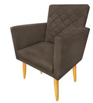 Poltrona Decorativa Maitê Suede Marrom para penteadeira