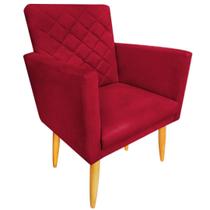 Poltrona Decorativa Maitê Suede Vermelho para sala - 2M Decor