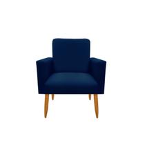 Poltrona Decorativa Malibu Sala Quarto Escritório Suede Azul Marinho