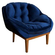 Poltrona Decorativa Marcela Veludo Base Madeira Castanho - Pallazio