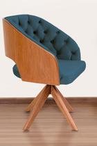 Poltrona Decorativa Mari Laminada Pé Giratório de Madeira Capitonê