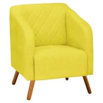 Poltrona Decorativa Master com Pés Madeira Suede Amarelo Poltrona Decorativa Master com Pés Madeira Suede Amarelo