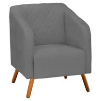 Poltrona Decorativa Master com Pés Madeira Suede Cinza Poltrona Decorativa Master com Pés Madeira Suede Cinza