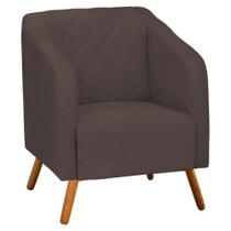 Poltrona Decorativa Master com Pés Madeira Suede Marrom Poltrona Decorativa Master com Pés Madeira Suede Marrom