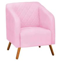 Poltrona Decorativa Master com Pés Madeira Suede Rosa Poltrona Decorativa Master com Pés Madeira Suede Rosa