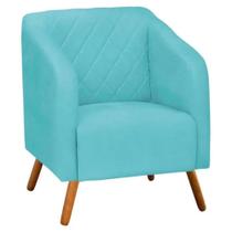 Poltrona Decorativa Master com Pés Madeira Suede Turquesa Poltrona Decorativa Master com Pés Madeira Suede Turquesa
